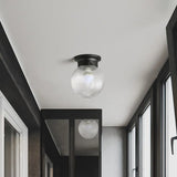 Industrial Black/Clear Glass Flush Mount Lighting Fixture 6’/6.5’ Wide Clear / 6’