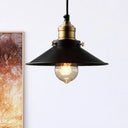 Industrial Black Cone Metal Pendant Ceiling Light - Stylish Single Bulb Hanging Lamp For Living Room