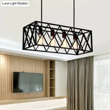 Industrial Black Cross-Framed Pendant Light For Dining Table