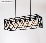 Industrial Black Cross-Framed Pendant Light For Dining Table
