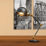 Industrial Black Dome Task Light Table Lamp With Swing Arm 6.5/8 Width / 8