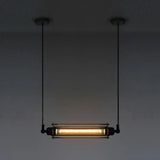 Industrial Black Iron Cage Pendant Light - 1-Bulb Cylindrical Ceiling Fixture For Bars / Horizontal