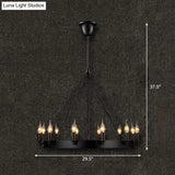 Industrial Black Iron Circle Chandelier With 12/18 Lights Bare Bulb Design - Hanging Lamp Kit