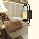 Industrial Black Marble Cylinder Wall Light: Single Bulb Living Room Sconce Lamp