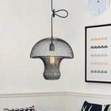 Industrial Black Mesh Cage Pendant Light - Modern Metal Hanging Lamp For Dining Room / A