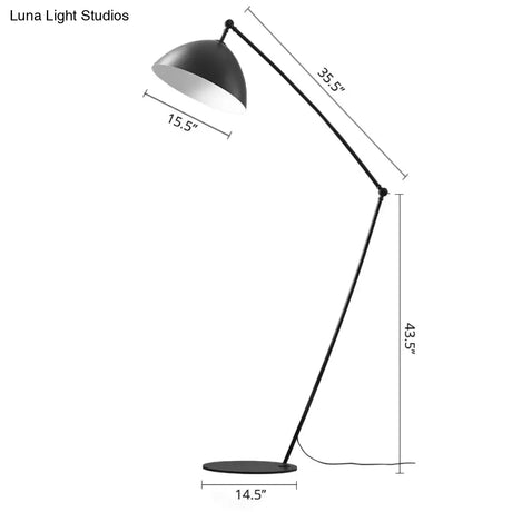 Industrial Black Metal Floor Lamp With Swing Arm - 1-Head Bowl Design