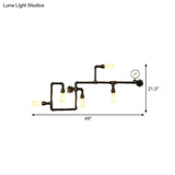 Industrial Black Metal Maze Sconce Light With Water Pipe - 5-Light Restaurant Wall Lamp