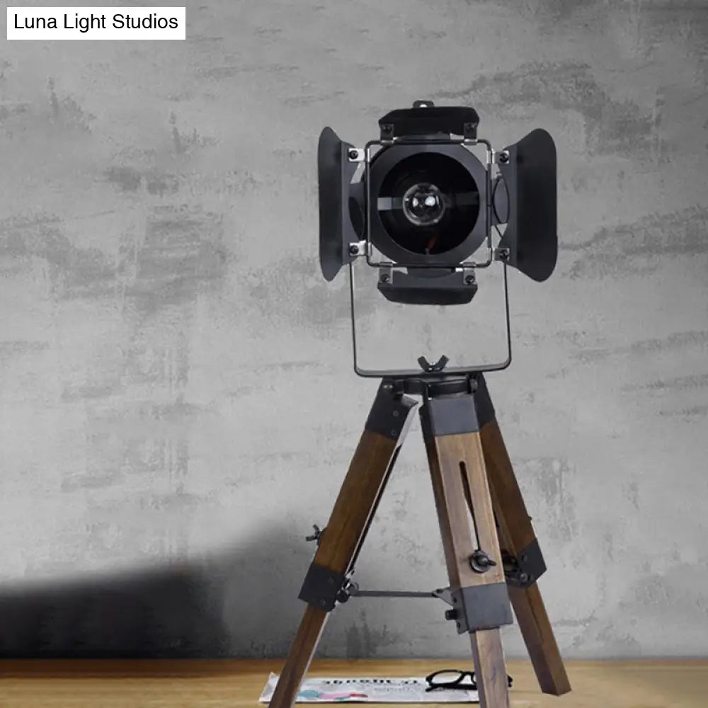 Industrial Black Metal Night Table Lamp - Sleek Webcam Design For Living Room Task Lighting