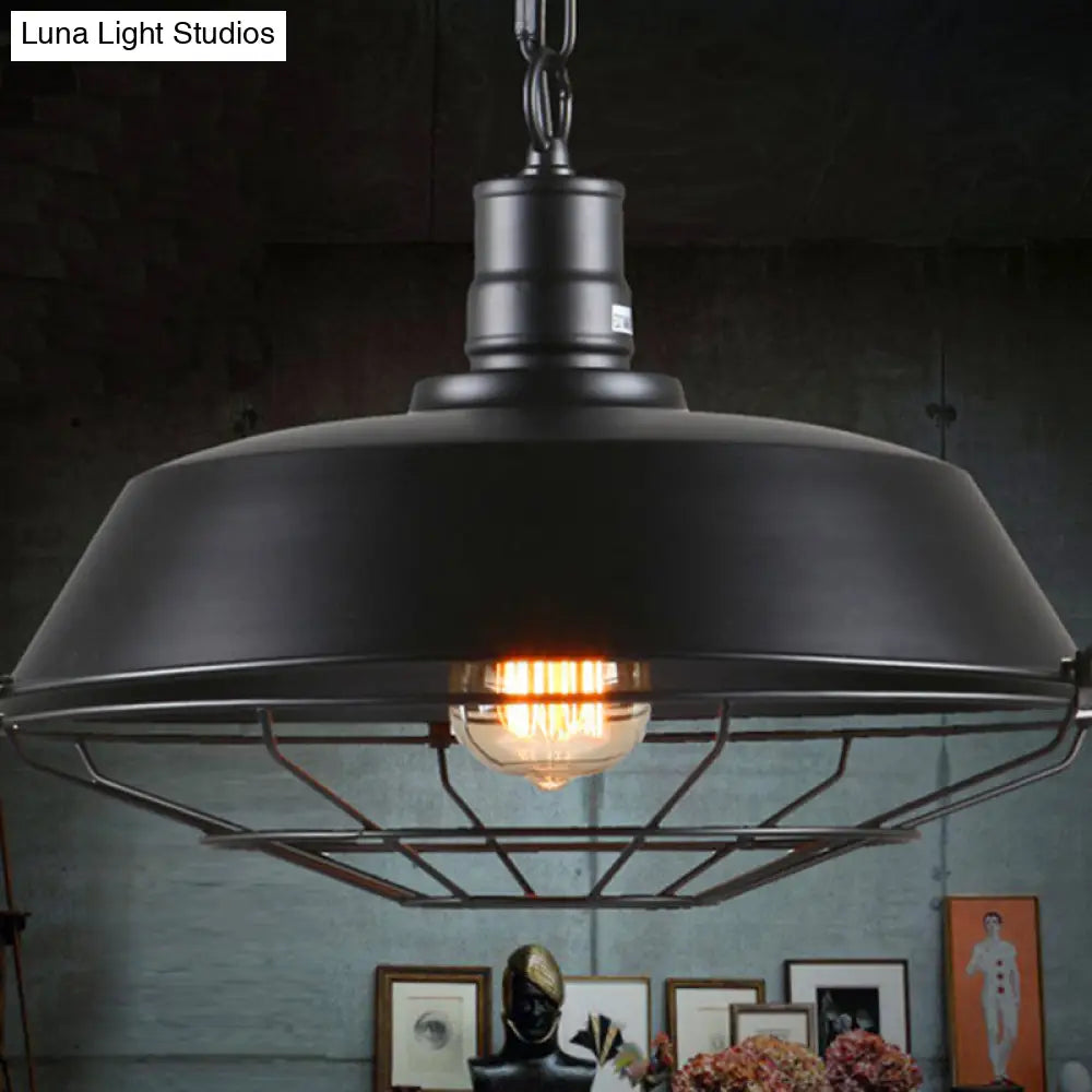 Industrial Black Metal Pendant Ceiling Light Fixture - Networked Shop Hanging