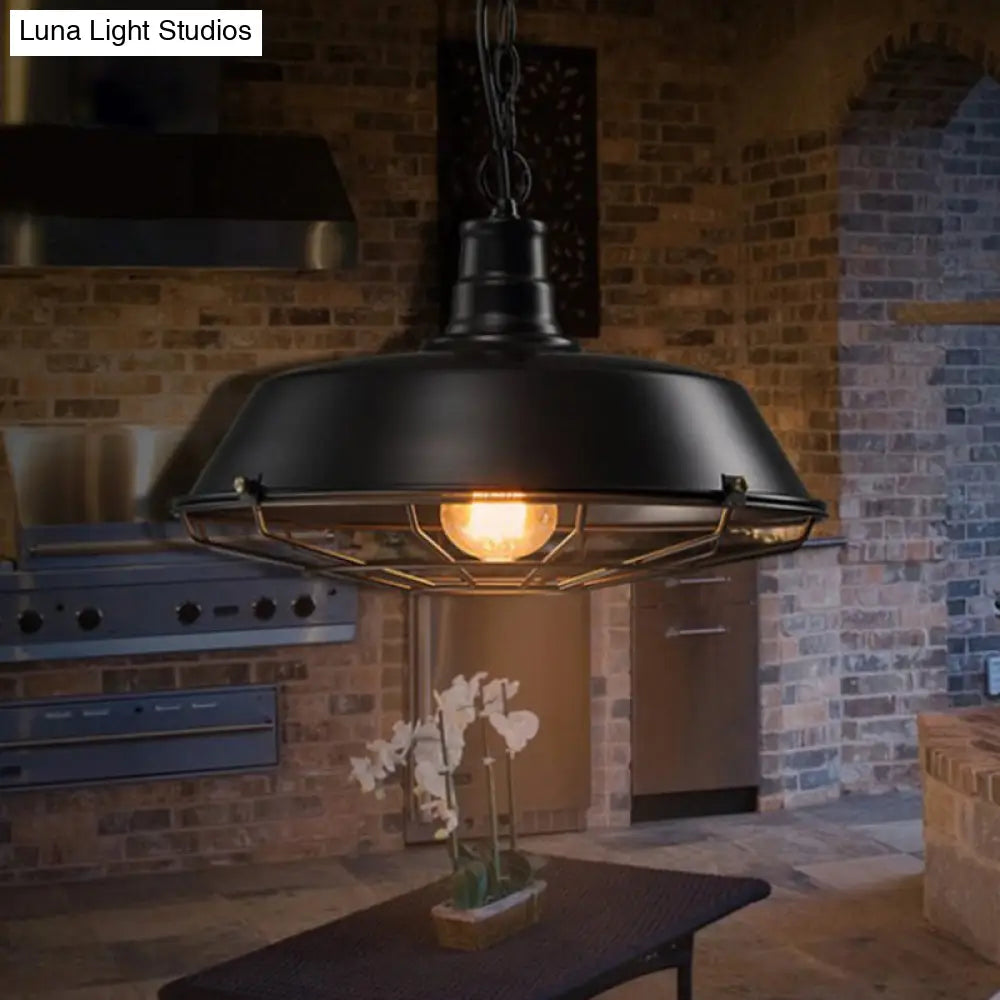 Industrial Black Metal Pendant Ceiling Light Fixture - Networked Shop Hanging