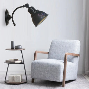 Industrial Black/Rust Metal Wall Mounted Sconce Lamp With Dome Shade - Ideal For Dining Room Black