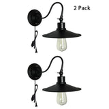 Industrial Black Wall Mount Light With Flared Metal Shade And Gooseneck Design / 2