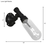 Industrial Black Wall Sconce With Clear Glass Light For Living Room