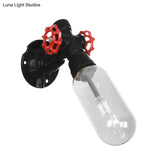 Industrial Black Wall Sconce With Clear Glass Light For Living Room