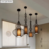 Industrial Black Wire Pendant Light With Fabric Shade - 1 Dining Room Fixture