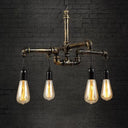Industrial Brass Hanging Lamp Plumbing Pipe Chandelier Light Fixture - Iron Antique 4/6 Bulb Design