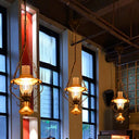 Industrial Brass Iron And Glass Lantern Ceiling Pendant - Single Light Bedroom