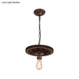Industrial Bronze Gear Ceiling Lamp Metal Pendant Lighting For Dining Room - 1/6 Bulb