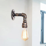 Industrial Bronze Metal Wall Sconce - Right Angle Bedroom Mount Lamp With 1 Head