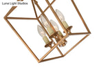 Industrial Cage Pendant Chandelier With Candle-Inspired Design - 4-Light Metal Hanging Light