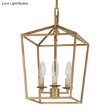 Industrial Cage Pendant Chandelier With Candle-Inspired Design - 4-Light Metal Hanging Light