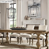 Industrial Cage Pendant Chandelier With Candle-Inspired Design - 4-Light Metal Hanging Light