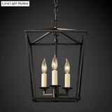 Industrial Cage Pendant Chandelier With Candle-Inspired Design - 4-Light Metal Hanging Light
