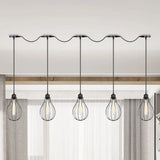 Industrial Cage Pendant Chandelier With Multi-Bulb Kit In Black 5 /