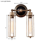 Industrial Cage Wall Sconce With Adjustable Node And Rustic Charm