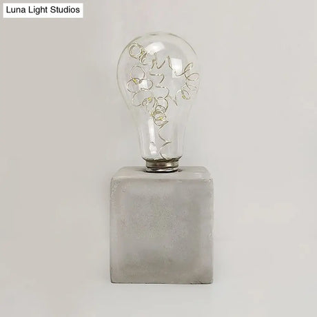 Industrial Cement Table Lamp In Gray For Kids Bedroom Lighting