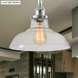 Industrial Chic Clear Glass Barn Pendant With Chrome Finish - Ideal For Restaurants
