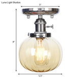 Industrial Chrome Ceiling Mount Light With Clear/Amber Glass Globe For Dining Room