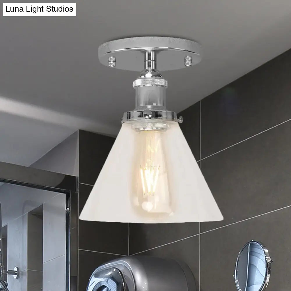 Industrial Clear Glass Ceiling Light In Black/Brass/Copper - Single Bulb Semi Flush Mount