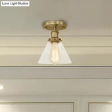 Industrial Clear Glass Ceiling Light In Black/Brass/Copper - Single Bulb Semi Flush Mount