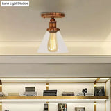 Industrial Clear Glass Ceiling Light In Black/Brass/Copper - Single Bulb Semi Flush Mount