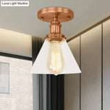 Industrial Clear Glass Ceiling Light In Black/Brass/Copper - Single Bulb Semi Flush Mount