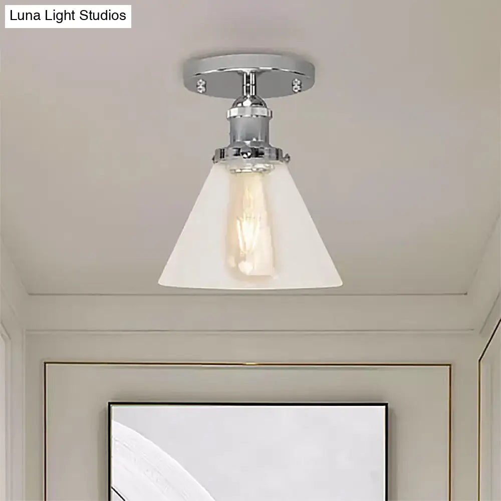 Industrial Clear Glass Ceiling Light In Black/Brass/Copper - Single Bulb Semi Flush Mount