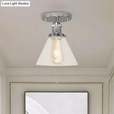 Industrial Clear Glass Ceiling Light In Black/Brass/Copper - Single Bulb Semi Flush Mount