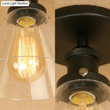 Industrial Clear Glass Ceiling Light In Black/Brass/Copper - Single Bulb Semi Flush Mount