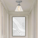 Industrial Clear Glass Ceiling Light In Black/Brass/Copper - Single Bulb Semi Flush Mount Chrome