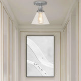 Industrial Clear Glass Ceiling Light In Black/Brass/Copper - Single Bulb Semi Flush Mount Chrome