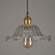 Industrial Clear Glass Flower Pendant Light Fixture For Dining Room - 1 Bulb Suspension Lamp / 10’