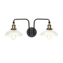 Industrial Clear Glass Globe/Bowl Wall Sconce Lamp Black Finish 2 Lights For Dining Room Lighting /
