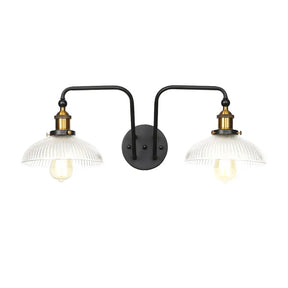 Industrial Clear Glass Globe/Bowl Wall Sconce Lamp Black Finish 2 Lights For Dining Room Lighting /
