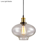 Industrial Clear Glass Pendant Light - Brass Finish 7.5’/11’ Wide
