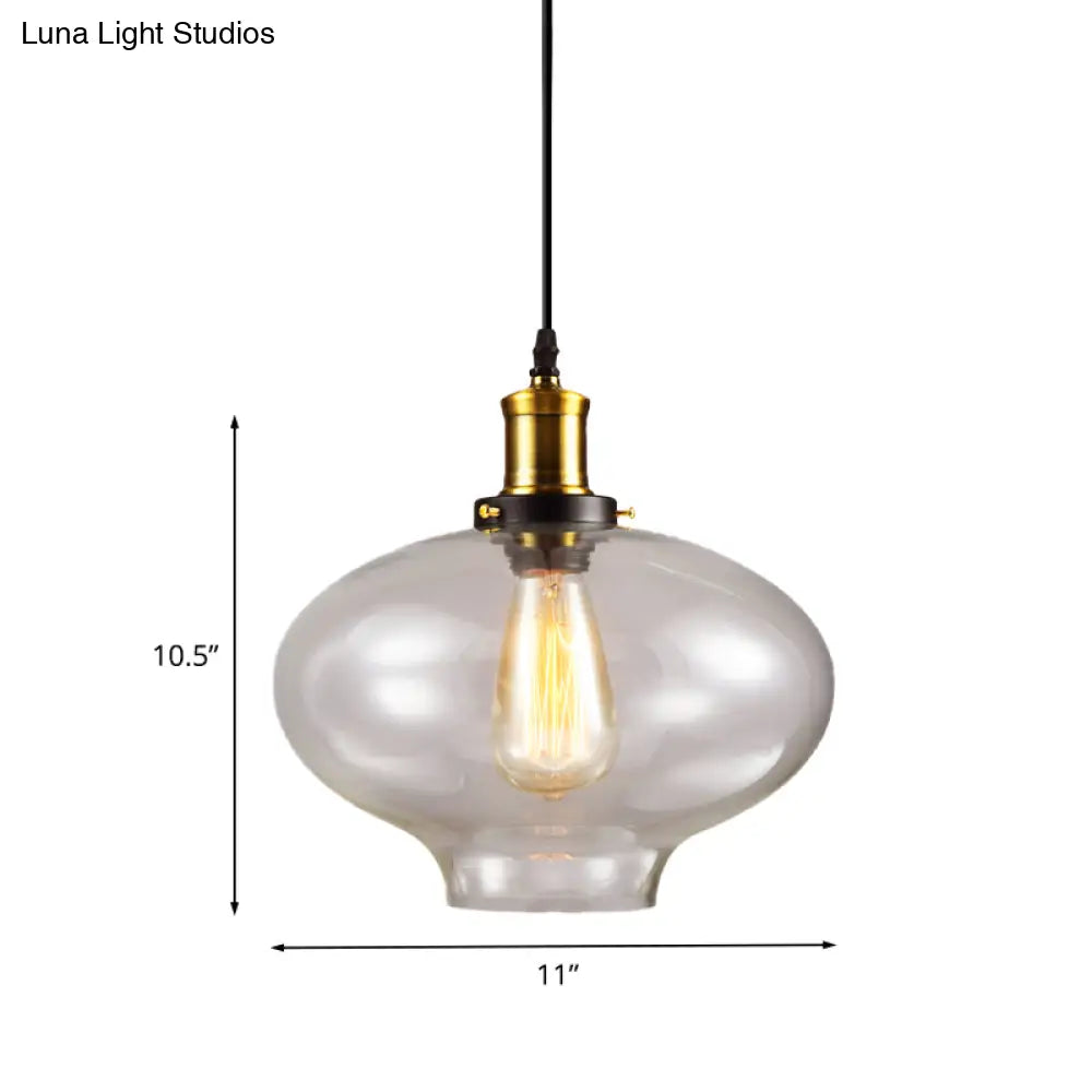 Industrial Clear Glass Pendant Light - Brass Finish 7.5’/11’ Wide