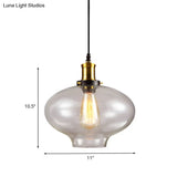 Industrial Clear Glass Pendant Light - Brass Finish 7.5’/11’ Wide