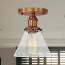 Industrial Clear Glass Semi Flush Mount In Black/Bronze/Copper Copper