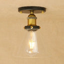 Industrial Clear Glass Semi Flush Mount In Black/Bronze/Copper Bronze