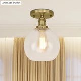 Industrial Clear Glass Spherical Balcony Ceiling Light Fixture – Black/Brass/Copper